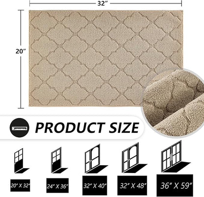 Timo Indoor Doormat, Front Door Mat 20"x32" Absorbent Rubber Backing Non Slip Door Mats, Machine Washable Resist Dirt Low Profile Entryway Rug, Front Door Rugs Indoor for Muddy Wet Shoes, Beige
