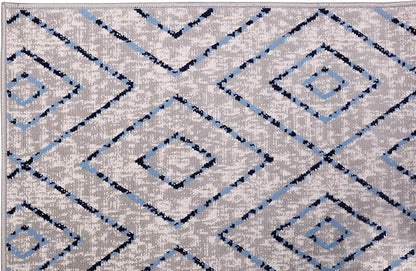 Furnish my Place Diamond Pattern Area Rug - 5 ft. x 8 ft., Light Grey, Moroccan, Transitional Rug with Geometric Style