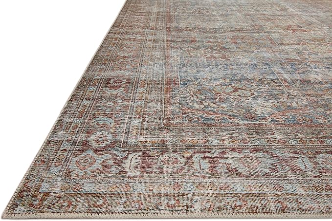 Loloi Chris Loves Julia Jules Collection JUL-05 Lagoon/Brick 2'-0'' x 5'-0'', .13" Pile Height, Accent Rug