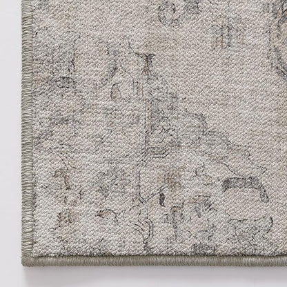 LUMI 8x12 Washable Area Rug for Living Room, Ultra Soft Vintage Rugs with TPE Non Slip Backing, Stain Resistant, Low Profile Carpet High Traffic for Bedroom, Dining Room