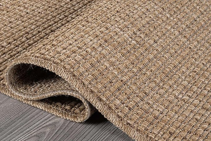 Beverly Rug Easy Jute Natural Runner Rug 2x7 Solid Washable Durable Outdoor Indoor Area Rugs for Living Dining Room Patio Office Stain Resistant Non Shedding Casual Indoor Outside Carpet 2 x 7 Natural