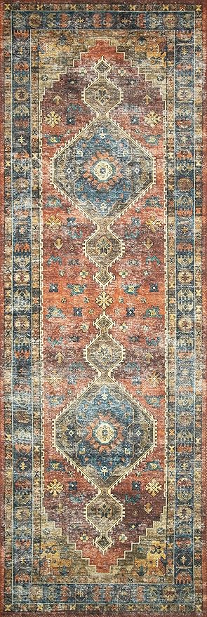 Loloi Skye Collection SKY-11 Rust/Blue 8'-0" x 8'-0" Round Area Rug