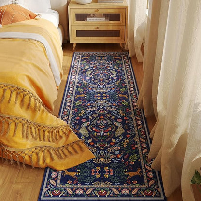 Rugcomf Runner Rug Washable Kitchen Runner 2'x 6'Runner Rug Floral Non-Slip for Entryway Indoor Soft Carpet Runner for Hallways, Kitchen, Laundry, Bedroom, Bathroom(Blue)