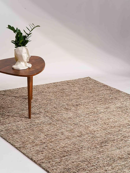 Rugsotic Carpets Hand Tufted Wool ECO-Friendly Area Rugs - 8'x10', Rectangle Shape, Beige & Brown, Solid Plain Design, High Pile Thick Handmade Area Rugs for Living Room, Bed Room (KWC111)