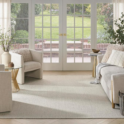 Nourison Home Courtyard Ivory Silver 8' x 10' Area Rug - Easy Clean, Non Shedding, Bed Room, Living Room, Dining Room, Kitchen (8' x 10')