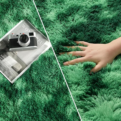 Large Shag Area Rugs 8 x 10, Plush Fuzzy Rugs for Living Room, Ultra Soft Fluffy Furry Rug for Bedroom, Indoor Carpet Nursery Rugs for Kids Room Home Decor, Tie-Dyed Emerald Green