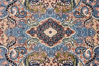 Unique Loom Narenj Collection Classic Traditional Medallion Textured Design Area Rug, 3 x 13 ft, Blue/Tan