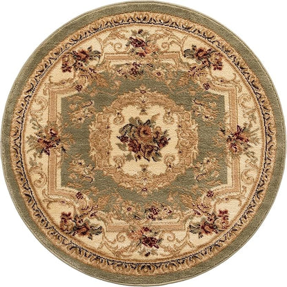Rugs.com Chateau Collection Rug - 3 Ft Round Green Medium Pile Rug