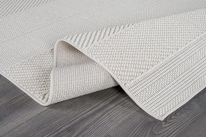 Beverly Rug Micro Loop Large Area Rug White 10x14 Modern Luxury Boho Geometric Durable Indoor Area Rugs for Living Dining Room Office Stain Resistant Non Shedding Casual Indoor Carpet White 10 x 14