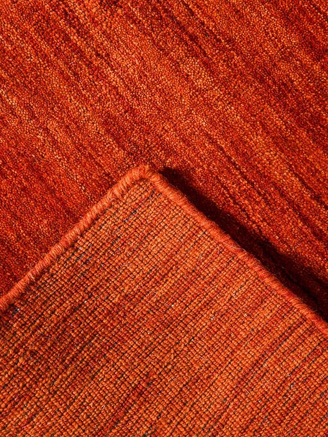 Hand Knotted Loom Wool ECO-Friendly Area Rugs - 10'x13', Rectangle, Light Red Color, Solid Plain Design, High Pile Thick Handmade Anti Skid Rugs for Living Room (L00111)