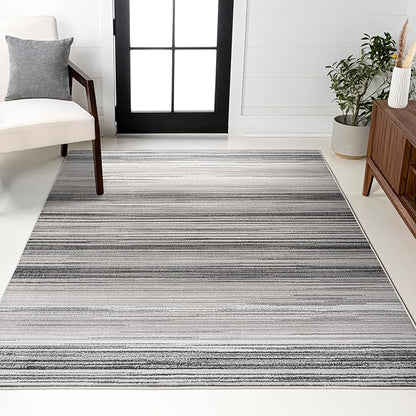 JONATHAN Y Austin Gradient Striped Gray/Black Indoor Area Rug, 3x5, Modern, Contemporary, Easy-Cleaning for Living Room, Bedroom, Kitchen, Pet Friendly, Non-Shedding (LUX103A-3)