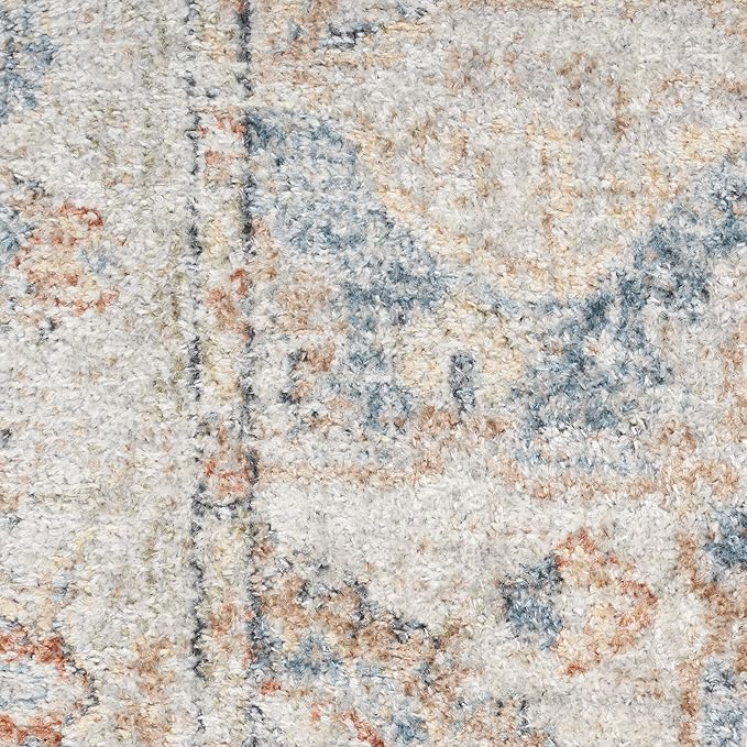 Nourison Home Astra Machine Washable Traditional Denim Multi 2'2" x 8' Area Rug, Easy Cleaning, Non Shedding, Bed Room, Living Room, Dining Room, Kitchen (2x8)