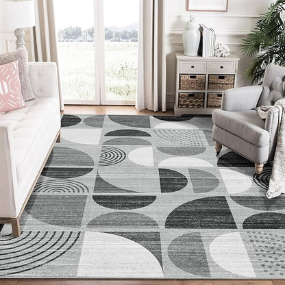 MUJOO 6x9 Area Rug,Washable Rugs for Living Room Bedroom Dining Room,Large Boho Throw Floor Carpet Non Slip Soft Modern Abstract Black and Grey