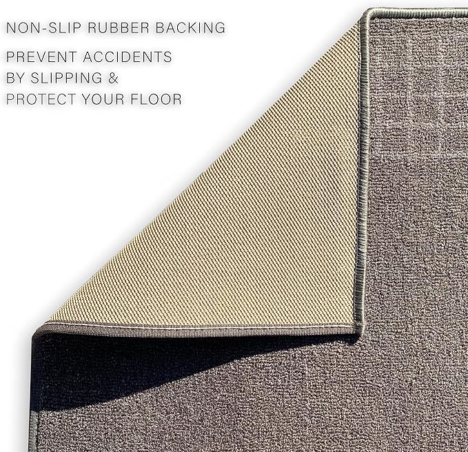 Custom Made Runner Rug for Kitchen Foyer Hallway Entry Choose Your Length 26 Inch Wide Geometric Checkered Design Grey Color (8 feet x 26 inch)