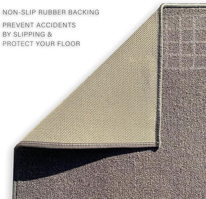 Custom Made Runner Rug for Kitchen Foyer Hallway Entry Choose Your Length 26 Inch Wide Geometric Checkered Design Grey Color (7 feet x 26 inch)