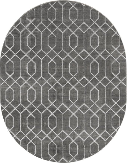 Unique Loom Marilyn Monroe Glam Collection Area Rug - Trellis (7' 10' x 10' Oval, Gray Silver/ Silver)