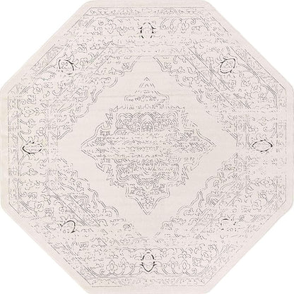Unique Loom Isabella Collection Area Rug - Rossellini (7' 10" Octagon, White/ Black)