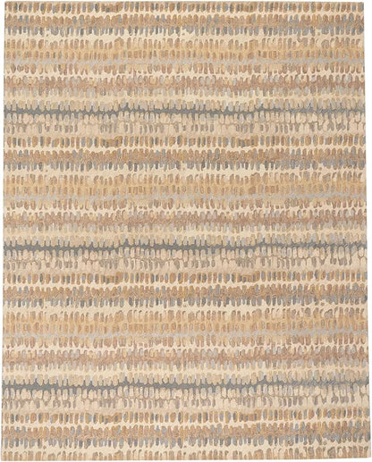 Dash & Albert Paint Chip Stone Hand Micro Hooked Wool Rug, 7.5 X 9.5 Feet, Multicolored/Browns Geometric Pattern