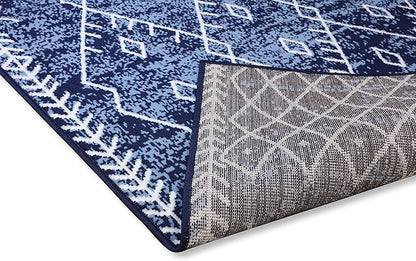 Furnish my Place Trellis Pattern Rug - 5 ft. x 8 ft, Navy, Bohemian Rug with Transitional Design