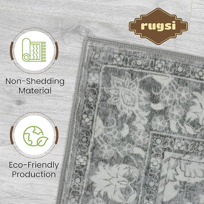 Washable Runner Rug 2.5x10 | Non Slip Rug Runners for Hallways, Entryways, Kitchens, Bathrooms, Bedrooms | Ultra-Soft Flannel Carpet Runners with Rubber Backing (Beige, 2.5x10)