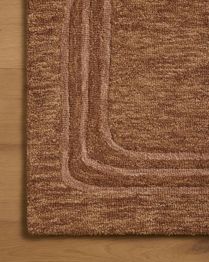 Loloi Leanne Ford Craven Collection CVN-02 Spice/Rose 3'-6" x 5'-6" Accent Rug Geometrical, Patterned, Neutral, Entryway, Mudroom, Bathroom, and Kitchen