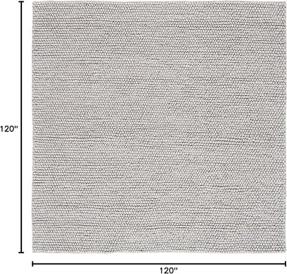 SAFAVIEH Natura Collection Area Rug - 10' Square, Silver, Handmade Wool Blend, Textured Design, Ideal for Living Room, Bedroom, Dining Space (NAT620C)