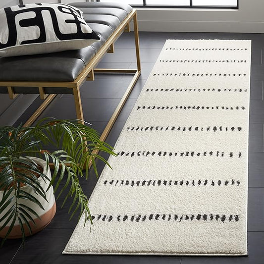 SAFAVIEH Melody Collection Runner Rug - 2'2" x 8', Ivory & Black, Modern Design, Non-Shedding & Easy Care, Ideal for High Traffic Areas in Living Room, Bedroom, Dining Room (MEL114A-28)