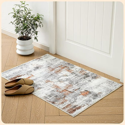 Istana 2x3 Area Rug - Grey Multi Boho Rugs for Living Room 2x3 - Foldable Small Rugs for Bedroom - Stain Resistant Washable Rug Non Slip - Eco-Friendly Area Rugs Indoor