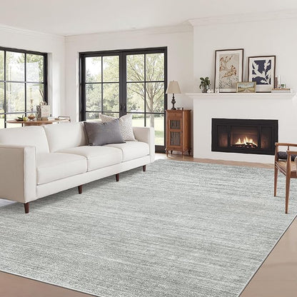 Art&Tuft Washable Rugs 6x9, Low Pile Area Rugs for Living Room - Non Slip and Stain Resistant Soft Thin 6x9 Rug for Bedroom, Dining Room, Kitchen, Office, Grey