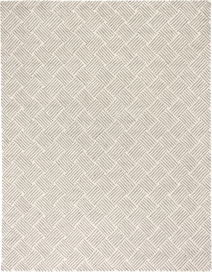 Dash & Albert Layers Grey Hand Hooked Wool Rug, 7.5 X 9.5 Feet, Grey/Ivory Geometric Pattern