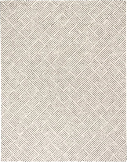 Dash & Albert Layers Grey Hand Hooked Wool Rug, 7.5 X 9.5 Feet, Grey/Ivory Geometric Pattern
