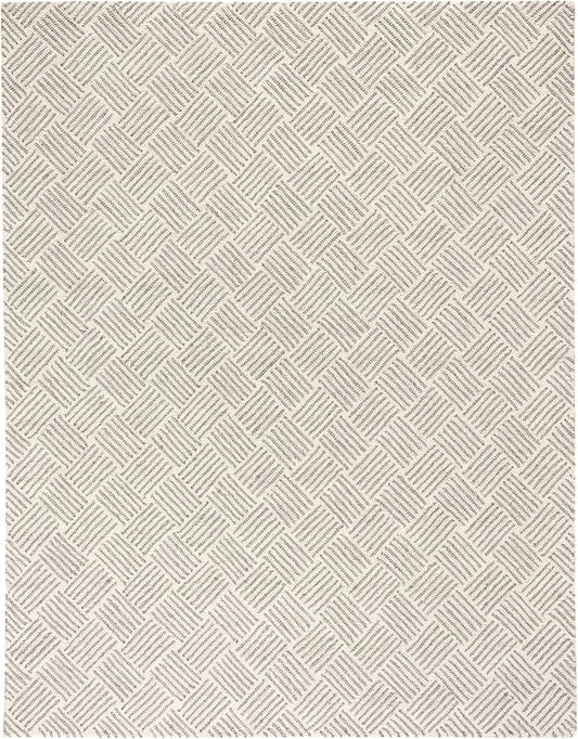 Dash & Albert Layers Grey Hand Hooked Wool Rug, 7.5 X 9.5 Feet, Grey/Ivory Geometric Pattern