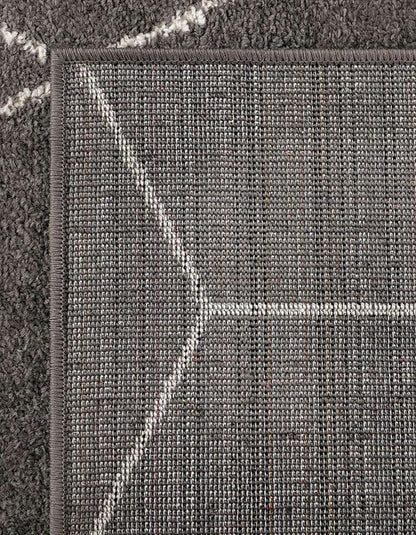 Unique Loom Trellis Frieze Collection Area Rug - Geometric (3' 3" x 16' 5" Runner Dark Gray/Ivory)