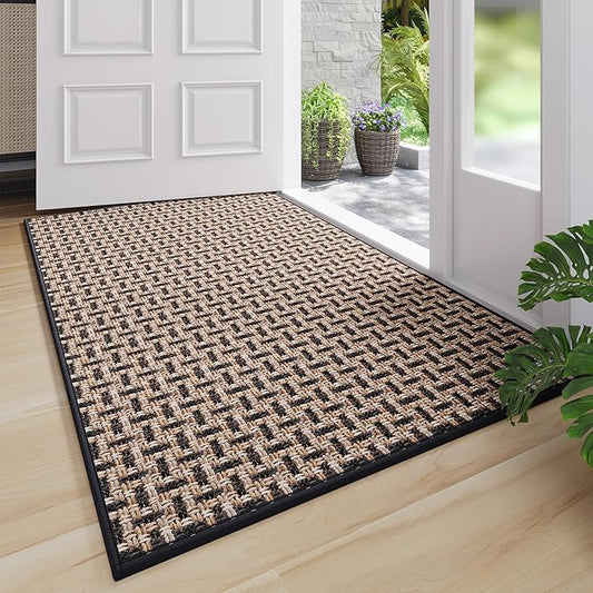 Indoor Door Mat Dirt 36x60 Resistant and Absorbent, Non-Slip Rubber Backing Floor Mats, Easy Clean Low-Profile Doormat for Entryway, Front Door, Inside Entrance Black