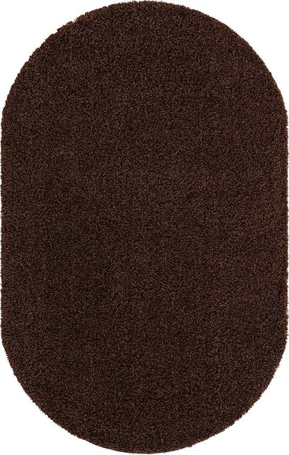 Unique Loom Solid Shag Collection Area Rug (5' 1" x 8' Oval, Chocolate Brown)