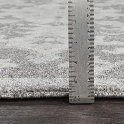 Livabliss Area Rugs - 9x12 Odelia Vintage Boho Black Gray Charcoal Area Rug for Living Room Bedroom - Floral Medallion Stain Resistant Carpet for Kitchen, Nursery, Office (9' x 12'6")