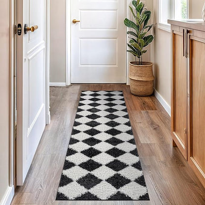 Rugshop Diamond Wave Pattern Shag Runner Rug Anthracite Dark Gray 2' 3" x 8' Perfect for Hallways, Kitchens, or Behind The Sofa