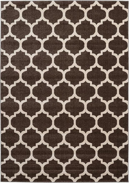 Rugs.com Lattice Collection Rug – 7' x 10' Chocolate Brown Medium Rug Perfect for Bedrooms, Dining Rooms, Living Rooms