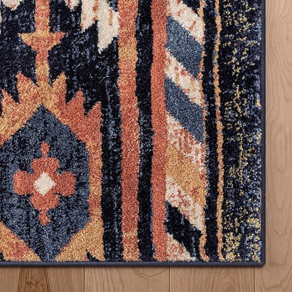 Well Woven Tulsa Lea Blue Traditional Southwestern Tribal 3x5 (3'11" x 5'3") Area Rug