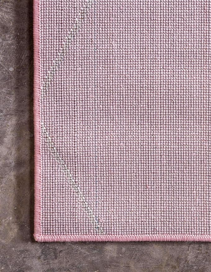 Unique Loom Trellis Frieze Collection Area Rug - Geometric (6' 1" x 9', Light Pink/ Ivory)