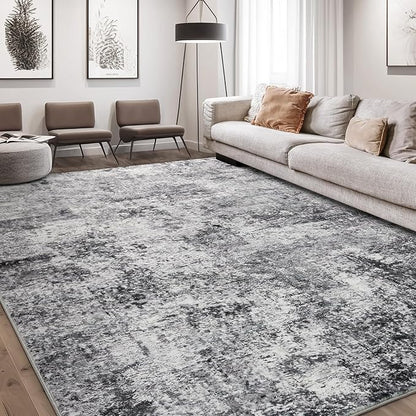 Area Rug Living Room Rugs - 6x9 Large Soft Indoor Neutral Modern Abstract Low Pile Washable Rug Carpet for Bedroom Dining Room Farmhouse Home Office - Grey