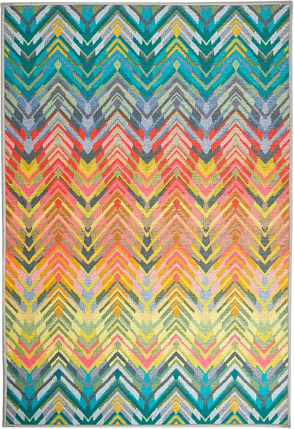 Dash & Albert Seneca Multi Machine Washable Rug, 6 X 9 Feet, Multi Graphic Pattern