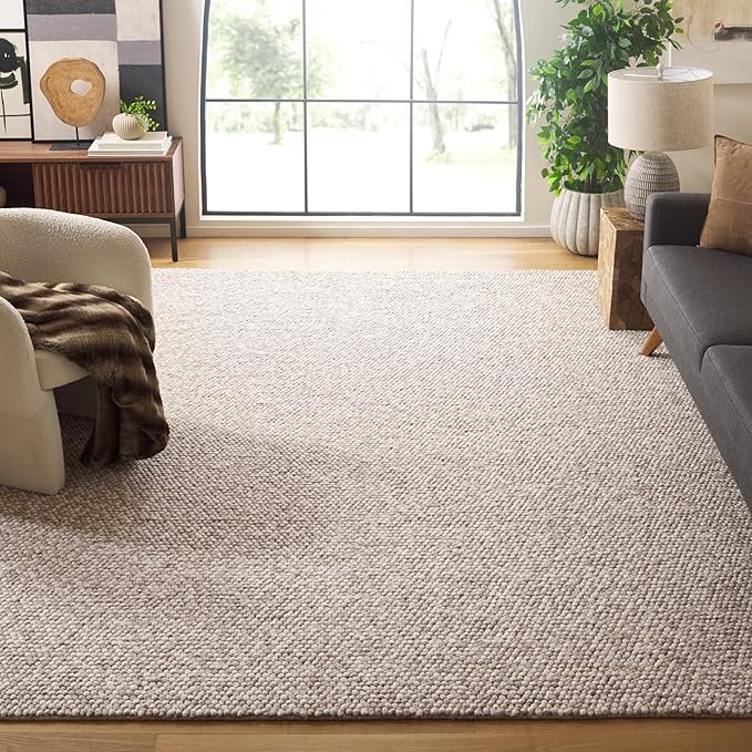 SAFAVIEH Area Rug 12x18 - Natura Collection - Large - Beige, Handmade Wool Blend, Textured Design, Ideal for Living Room, Bedroom, Dining Space (NAT620B)