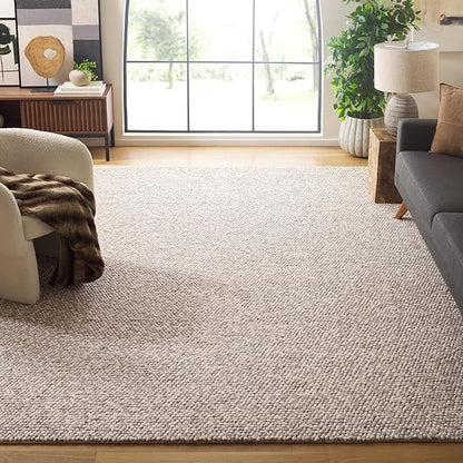 SAFAVIEH Area Rug 11x15 - Natura Collection - Large - Beige, Handmade Wool Blend, Textured Design, Ideal for Living Room, Bedroom, Dining Space (NAT620B)