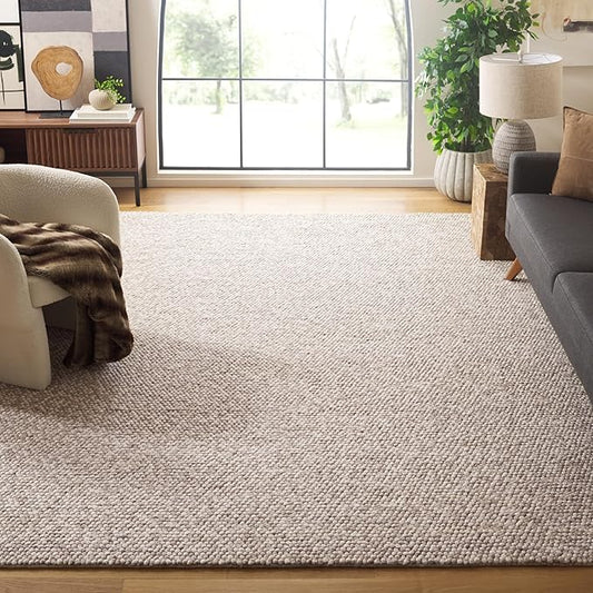 SAFAVIEH Area Rug 11x15 - Natura Collection - Large - Beige, Handmade Wool Blend, Textured Design, Ideal for Living Room, Bedroom, Dining Space (NAT620B)