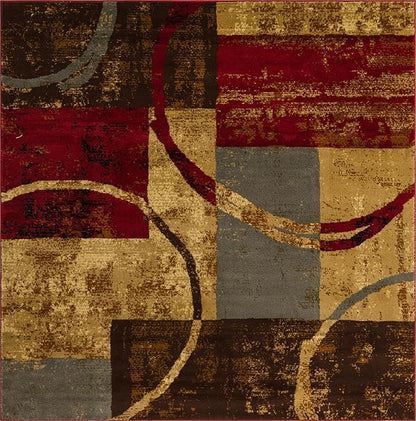 Unique Loom Barista Collection Area Rug - Kouillou (7' 1" Square, Multi/Brown)