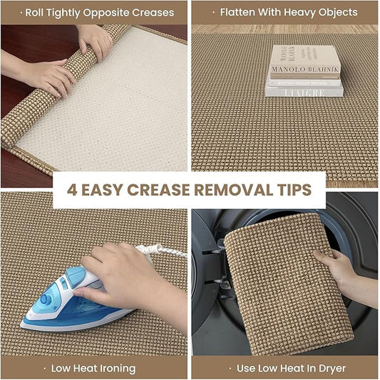 IOHOUZE Washable Exrea Long Hallway Runner Rug 3x20 Non Slip Rubber Backed Kitchen Runner Entryway Runner Indoor, Woven Rugs Floor Carpet for Kitchen Hall Entryway Stair, Orange/Tan/Brown
