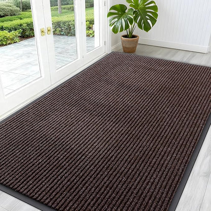 OLANLY Front Door Mat Indoor Outdoor Entrance, Waterproof Heavy Duty Doormat, Fade Resistant, Low Profile, Easy Clean Patio Porch Welcome Floor Mats for Entry, 59x30, Tan