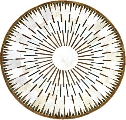 Sn Alef Home Round Designer Rug for Living Room | Handcrafted Black & White Boho Floor Carpet | Modern Ethnic Circular Mat for Home Décor & Meditation Space (White_9x9)