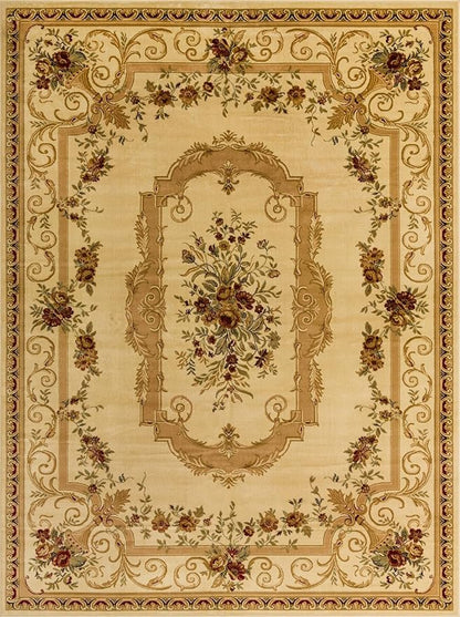 Rugs.com Chateau Collection Rug – 9' x 12' Cream Medium Rug Perfect for Living Rooms, Large Dining Rooms, Open Floorplans